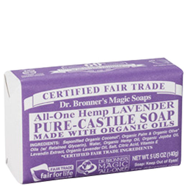 Dr. Bronner's Magic Soaps Organic Lavender Soap Bar (140g) Free