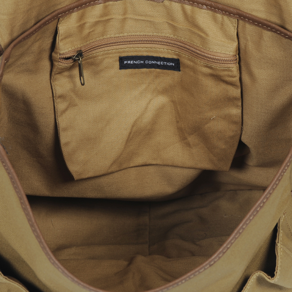 French Connection Men's Waxed Canvas/Leather Messenger Bag Tan Mens Accessories Zavvi