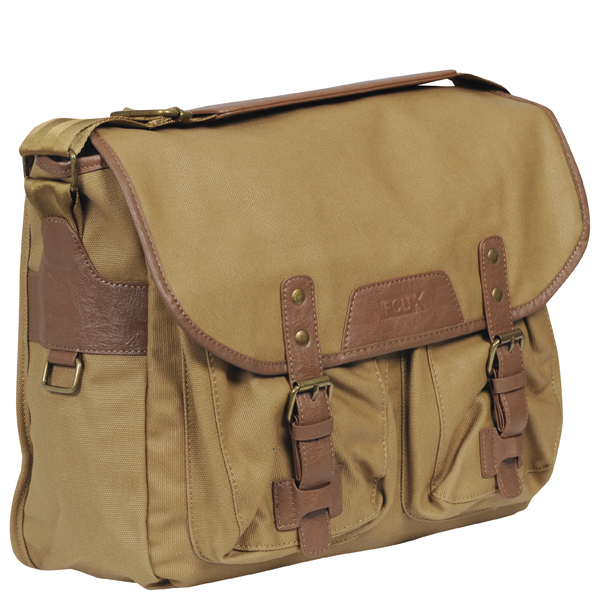French Connection Men&#39;s Waxed Canvas/Leather Messenger Bag - Tan Mens Accessories | Zavvi