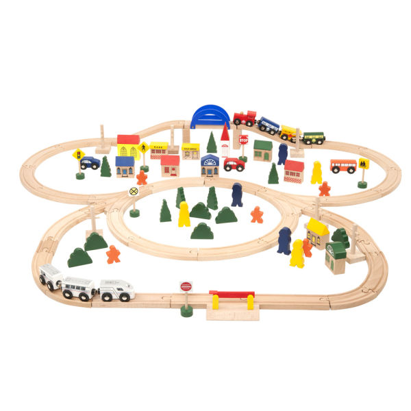 All aboard deluxe wooden train set Clearance