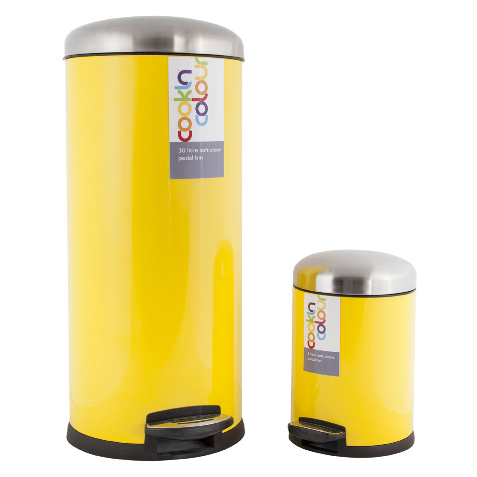 Cook In Colour Soft Close Pedal Bins (30L and 5L) Yellow IWOOT