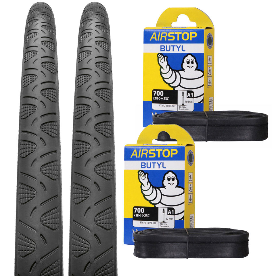 Continental Grand Prix 4000S II Reflex Clincher Road Tyre Twin Pack with 2 Free Inner Tubes - Black - 700C x 25mm