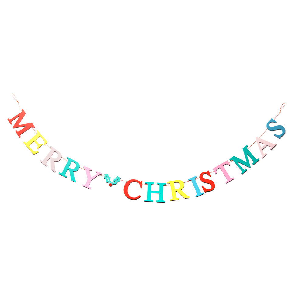 Gisela Graham Multi Colour Wood 'Merry Christmas' Garland | IWOOT