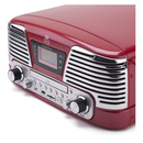 GPO Retro Memphis Turntable 4-in-1 Music System with Built in CD and FM Radio - Red