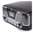 GPO Retro Memphis Turntable 4-in-1 Music System with Built in CD and FM Radio - Black