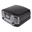 GPO Retro Memphis Turntable 4-in-1 Music System with Built in CD and FM Radio - Black