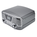 GPO Retro Memphis Turntable 4-in-1 Music System with Built in CD and FM Radio - Silver