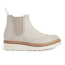 Grenson Women's Alice Brogue Suede Chelsea Boots - Winter White