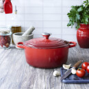 Le Creuset Signature Cast Iron Round Casserole Dish - 24cm - Cerise