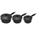 Le Creuset Signature Cast Iron 3 Piece Saucepan Set - Satin Black