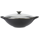 Le Creuset Signature Cast Iron Wok with Glass Lid - 32cm - Satin Black