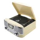 GPO Retro Memphis Turntable 4-in-1 Music System with Built in CD and FM Radio - Cream