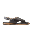 HUGO Women's Valenteen Snake Print Leather Crossover Sandals - Black