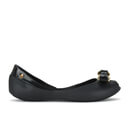 Melissa Women's Queen Bow Peep Toe Ballet Flats - Black Matt
