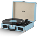 Akai Rechargeable Portable Briefcase Turntable with Built-In Speaker - Blue