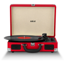 Akai Rechargeable Portable Briefcase Turntable with Built-In Speaker - Red