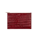 Aspinal of London Women's Essential Pouch Large Deep Shine Croc - Bordeaux