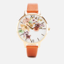 Olivia Burton Women's Flower Show Watercolour Watch - Tan Gold
