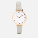 Olivia Burton Women's Big White Dial Watch - Grey/Rose Gold