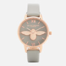 Olivia Burton Women's Moulded Bee Midi Dial Watch - Grey/Rose Gold