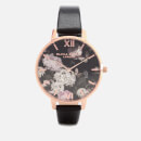 Olivia Burton Women's Signature Floral Watch - Black/Rose Gold