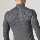 Myprotein Heren naadloze ¼ Zip Top - Zwart Mergel - XXL - Zwart