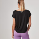 Scoop Hem T-Shirt - XS - Black
