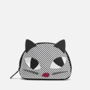 Lulu Guinness Women's Stripe Kooky Cat Crescent Pouch - Black White