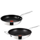 Jamie Oliver by Tefal Stainless Steel Non-Stick 2 Piece Cookware Set (28cm Frying Pan & 30cm Wok)