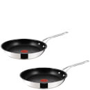 Jamie Oliver by Tefal Stainless Steel Non-Stick 2 Piece Frying Pan Set - 24/28cm
