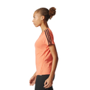 adidas Women's D2M 3 Stripe T-Shirt - Easy Coral