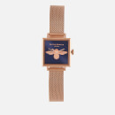 Olivia Burton Women's Moulded Bee Midi Square Dial Watch - Midnight/Rose Gold