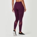 Legginsy Heartbeat o pełnej długości (z siateczką) - XS - Plum