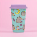 Pusheen Pattern Ceramic Travel Mug - Pink