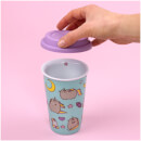 Pusheen Pattern Ceramic Travel Mug - Pink