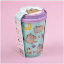 Pusheen Pattern Ceramic Travel Mug - Pink