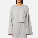 T by Alexander Wang Women's Tie Back Long Sleeve Crop Sweatshirt - Heather Grey