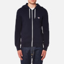 Maison Kitsuné Men's Tricolor Fox Patch Zip Hoody - Navy