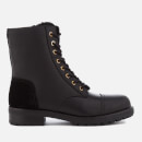 UGG Women's Kilmer Exposed Fur Leather Lace Up Boots - Black
