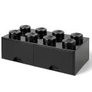LEGO Storage 8 Knob Brick - 2 Drawers (Black)