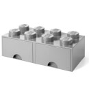 LEGO Storage 8 Knob Brick - 2 Drawers (Medium Stone Grey)