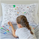 Doodle World Map Pillowcase with 10 Wash Out Pens