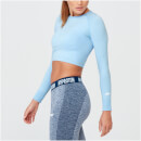 シームレス シェイプ クロップトップス - L - Light Blue Marl