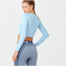 シームレス シェイプ クロップトップス - L - Light Blue Marl