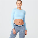 シームレス シェイプ クロップトップス - L - Light Blue Marl