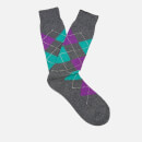 Pantherella Men's Turnmill Egyption Cotton Argyle Socks - Dark Grey Mix