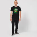 Nintendo Super Mario Luigi Merry Christmas Wreath Black T-Shirt