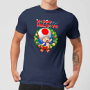 Nintendo Super Mario Toad Wreath Happy Holidays Navy T-Shirt