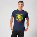 Nintendo Super Mario Peach Merry Christmas Wreath Navy T-Shirt