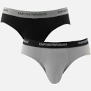 Emporio Armani Men's Cotton Stretch 2 Pack Briefs - Black and Grey